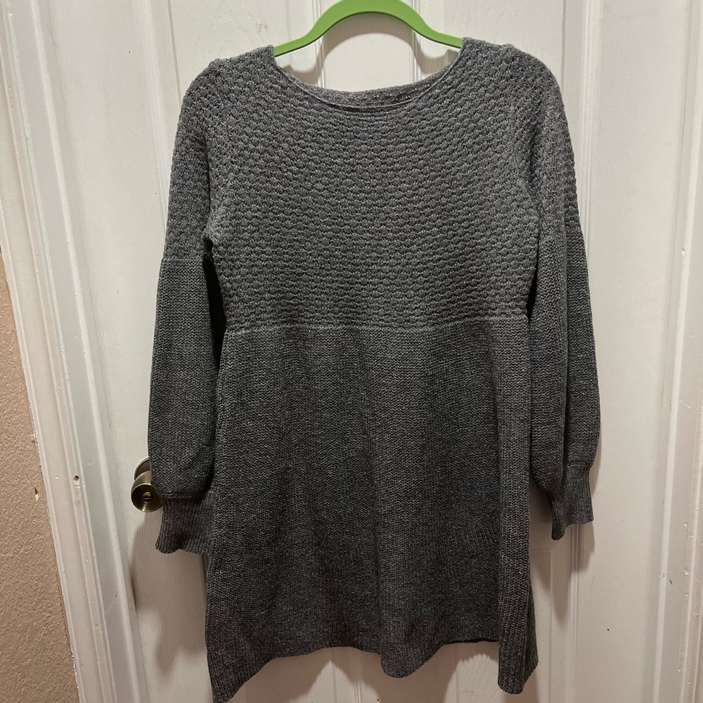 Gray Textured Knit Sweater Dress
